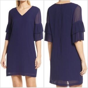 NWOT Sam Edelman Pleat Sleeve Shift Navy Dress Size 8